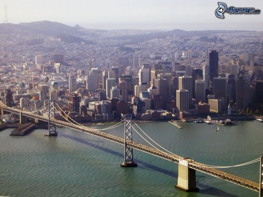 Bay Bridge, San Francisco, widok z lotu ptaka