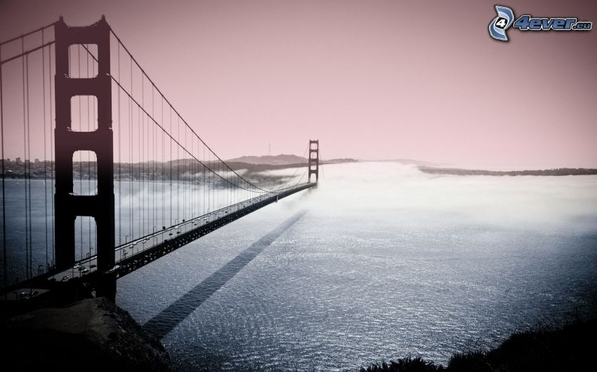 Golden Gate, mgła nad morzem