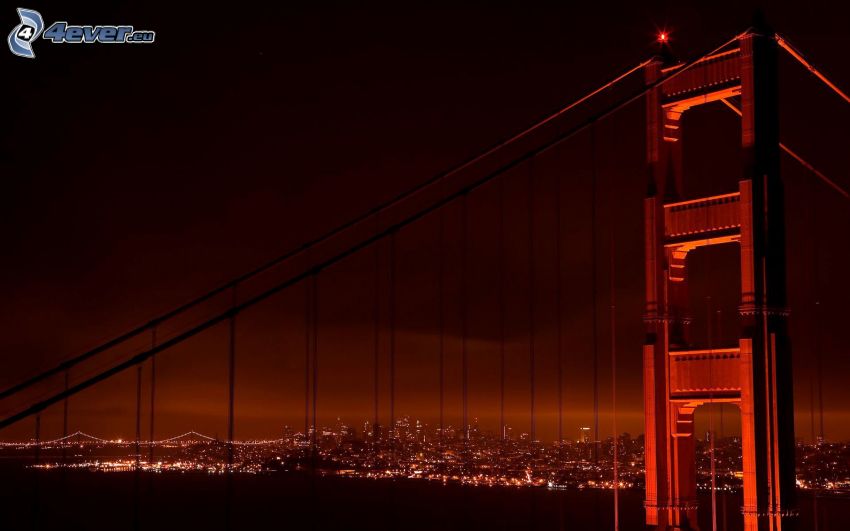 Golden Gate, miasto nocą