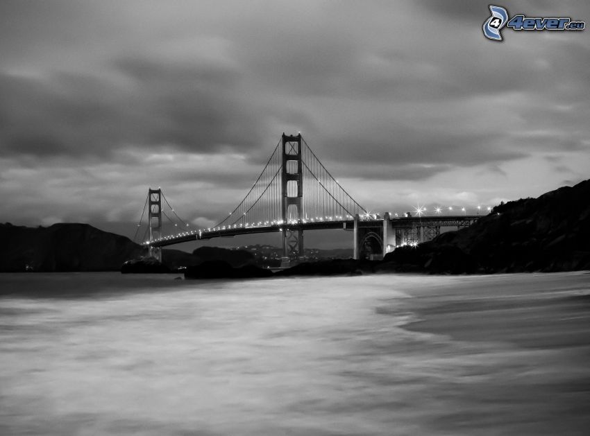 Golden Gate, San Francisco, USA, czarno-białe