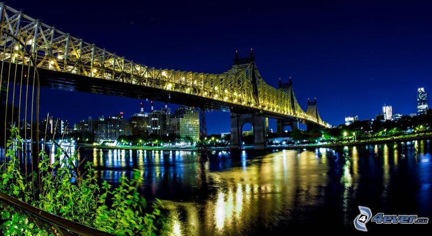 Queensboro bridge, miasto nocą