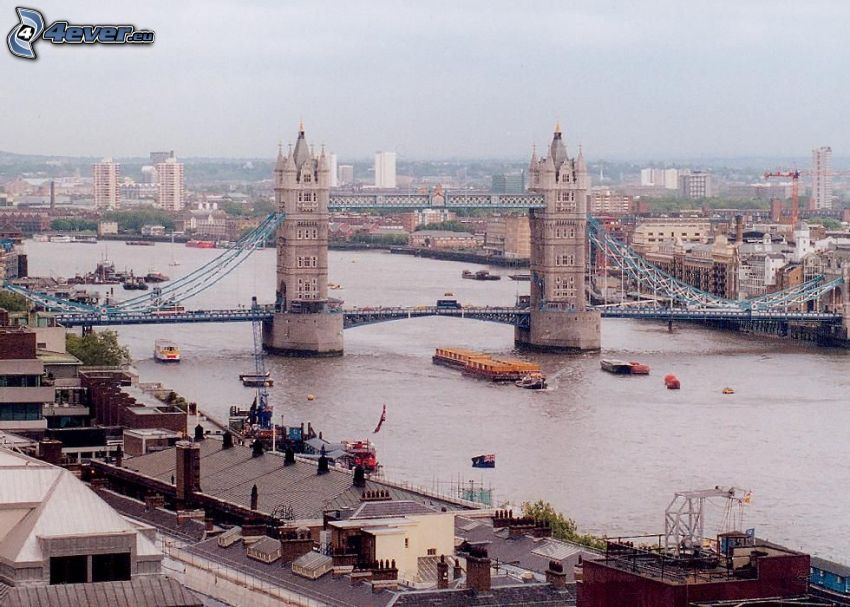 Tower Bridge, Londyn, Tamiza, statki