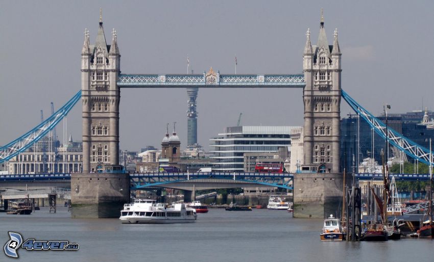 Tower Bridge, statki, Tamiza