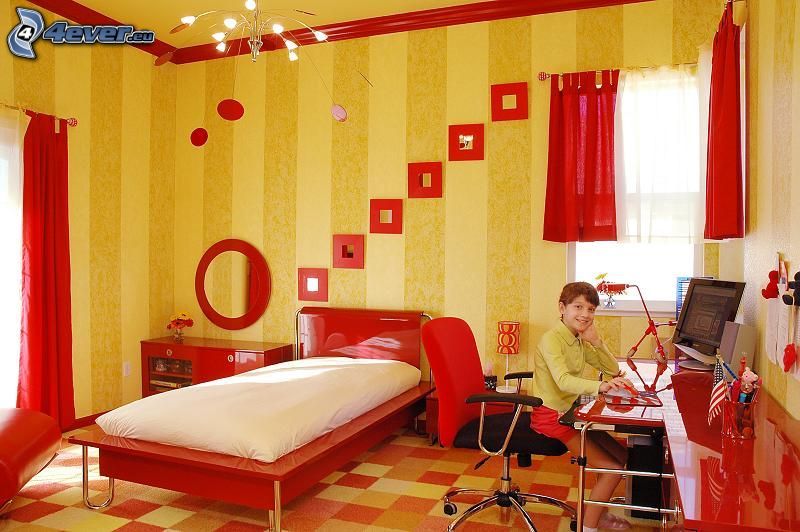 pokój dziecinny, chłopczyk, czerwony