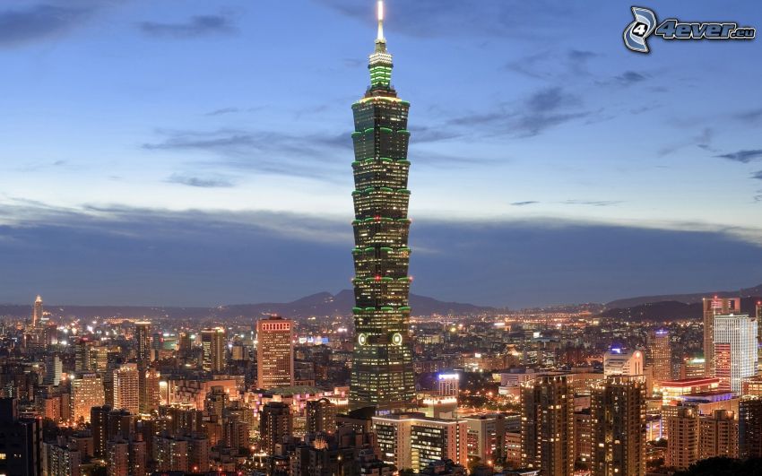 Taipei 101, drapacz chmur, widok na miasto