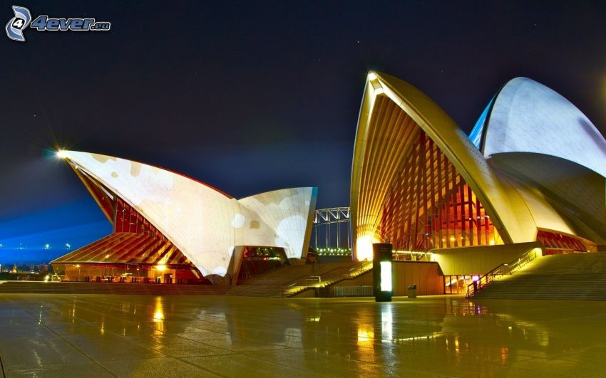 Sydney Opera House, wieczór, oświetlenie