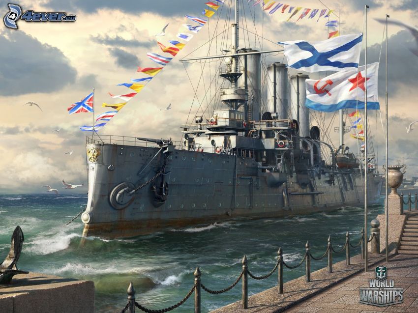 World of Warships, port, flagi