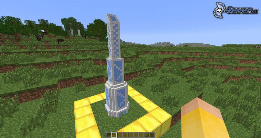 Minecraft, wieża, ręka