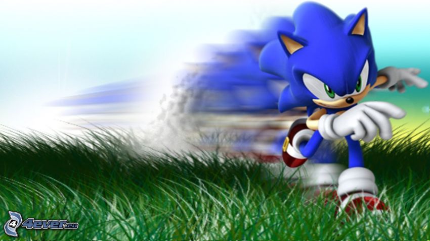 Sonic the Hedgehog, bieg, trawa