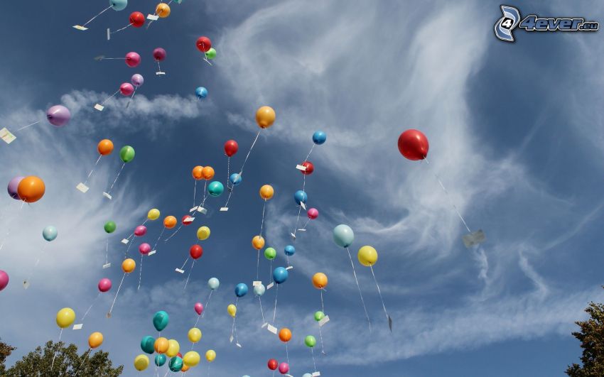 balony, chmury