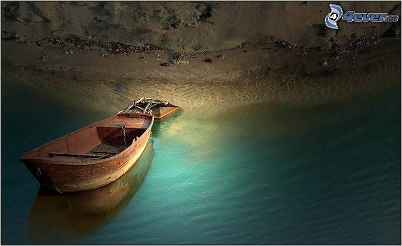 drewniana łódź, plaża, morze