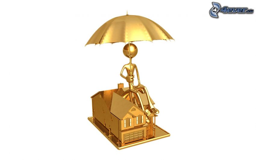 figurka, parasol, dom