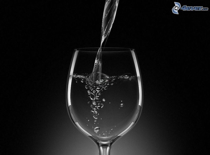 szklanka, strumień wody