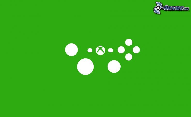 Xbox, koła, zielone tło