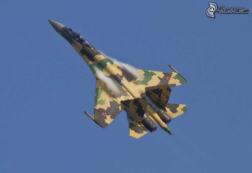 Sukhoi Su-35S, bariera dźwięku, niebieskie niebo