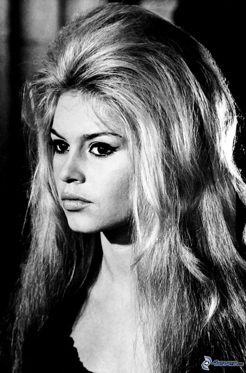 Brigitte Bardot, czarno-białe zdjęcie