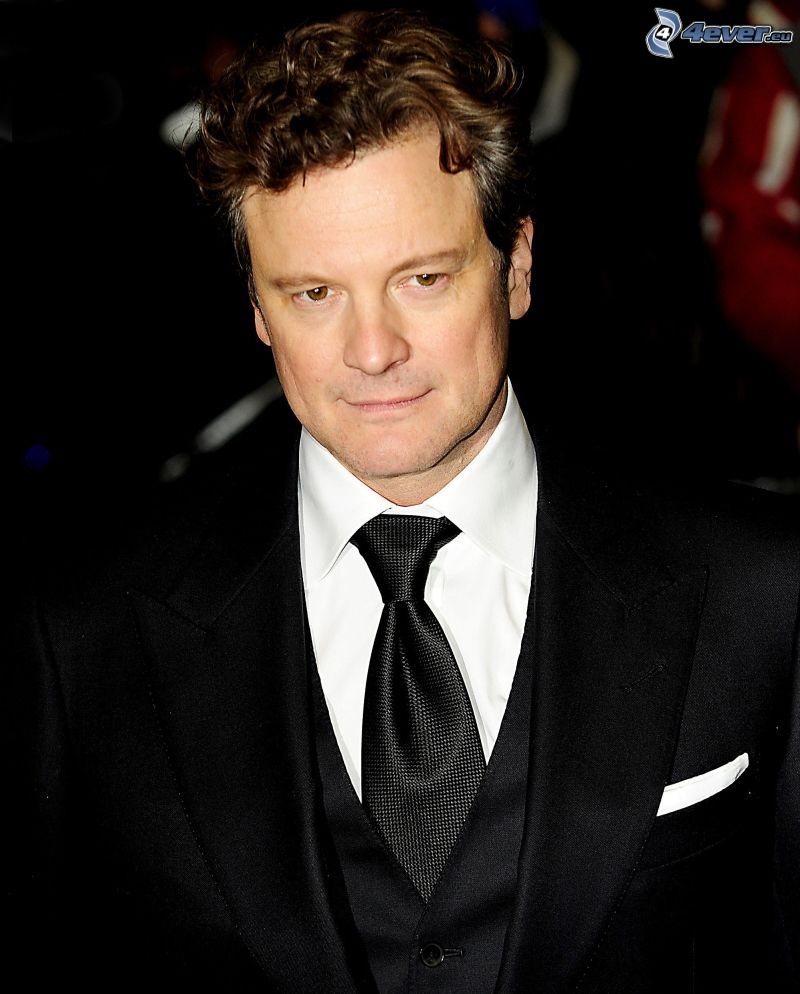 Colin Firth, mężczyzna w garniturze, spojrzenie