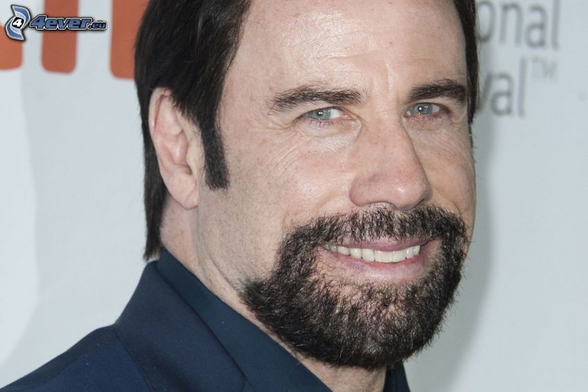 John Travolta, uśmiech, wąsy