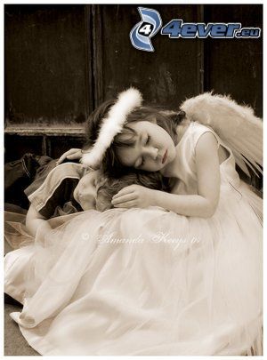 anioł, dziewczynka, spanie
