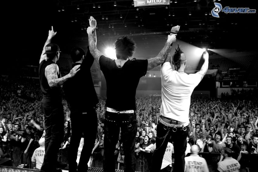 Avenged Sevenfold, koncert, czarno-białe zdjęcie