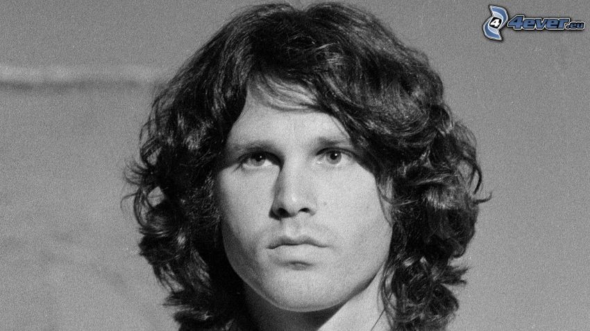 Jim Morrison, czarno-białe zdjęcie