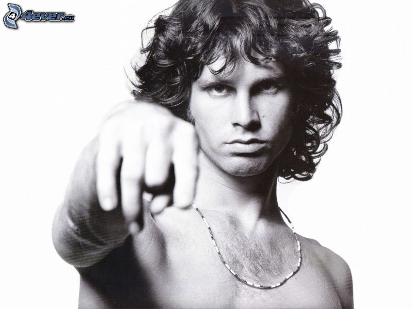 Jim Morrison, czarno-białe zdjęcie