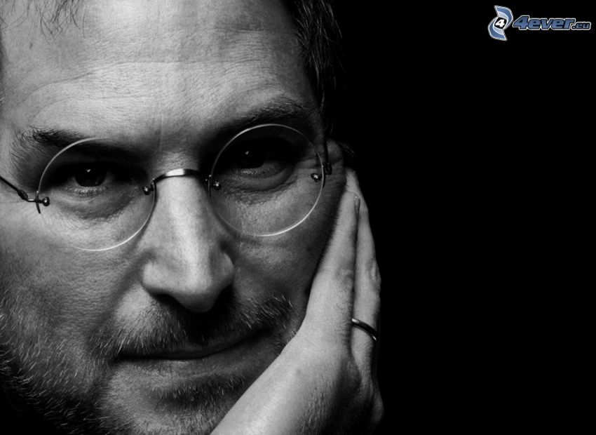 Steve Jobs, czarno-białe zdjęcie