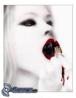 wampirka, szminka, czerwone usta