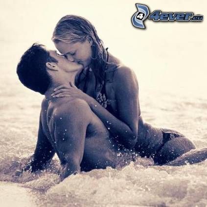 kochankowie, miłość, woda, morze, plaża