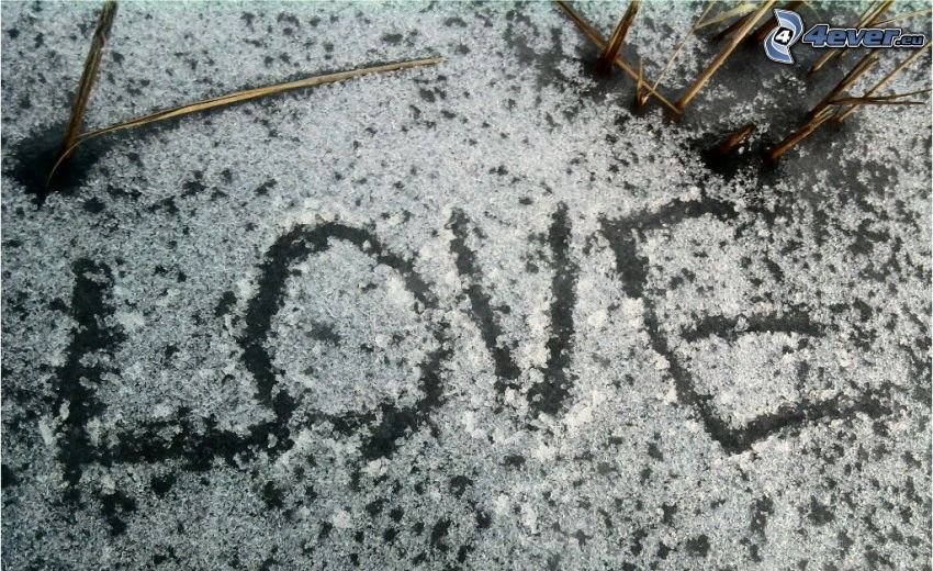 miłość, zima, lód, śnieg