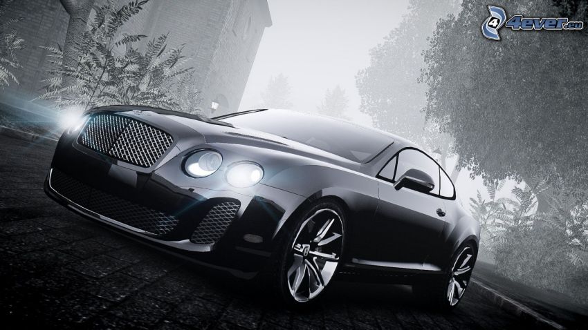 Bentley, czarno-białe zdjęcie