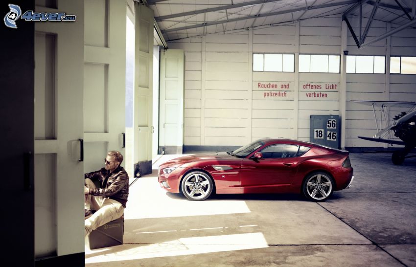 BMW Zagato, garaż, mężczyzna