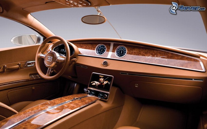 Bugatti 16C Galibier, wnętrze, kierownica, tablica rozdzielcza