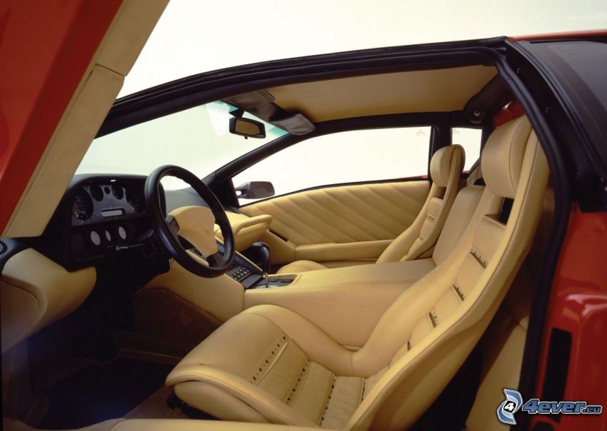 Lamborghini Diablo, wnętrze, kanapa, kierownica