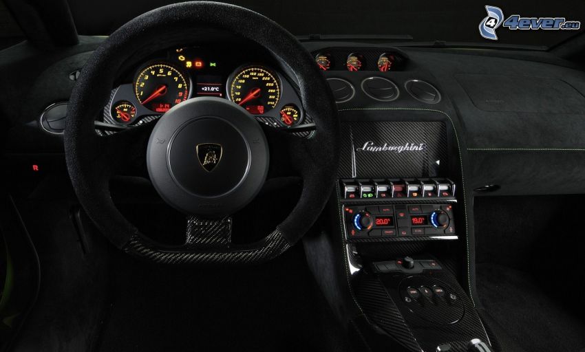 Lamborghini Gallardo LP570, wnętrze, kierownica, tablica rozdzielcza