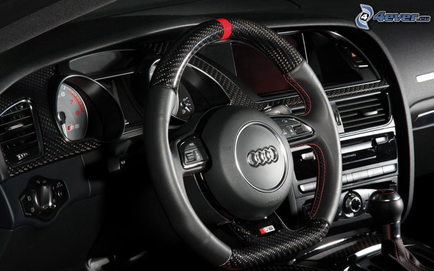 Audi S5, wnętrze, kierownica