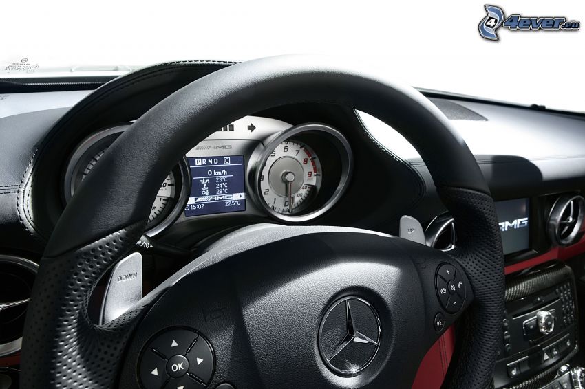 Mercedes-Benz SLS AMG, wnętrze, kierownica, tablica rozdzielcza