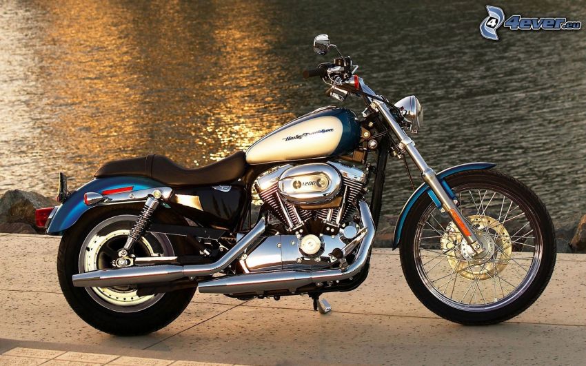 Harley-Davidson, motocykl, woda