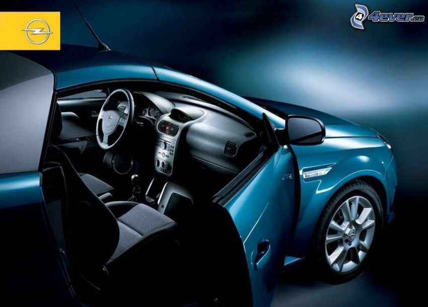 Opel Tigra, kabriolet, drzwi, wnętrze