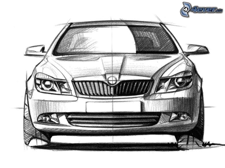 Škoda Octavia, projekt, rysowany samochód