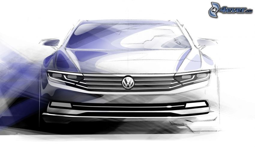 Volkswagen Passat, 2014, projekt, rysowany samochód