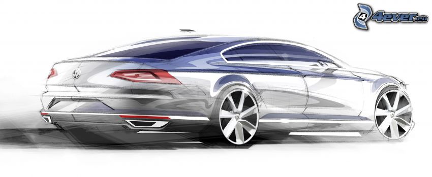 Volkswagen Passat, 2014, projekt, rysowany samochód