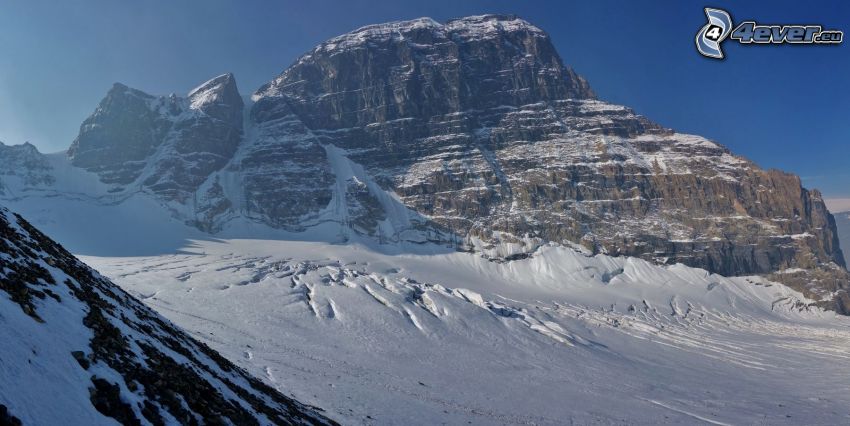 Mount Athabasca, wzgóże ze skały, śnieg