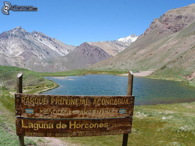 tablica, Aconcagua, górskie jezioro