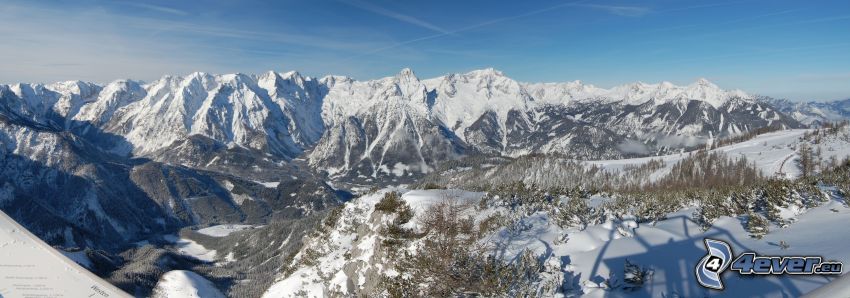 Totes Gebirge, zaśnieżone pasmo górskie