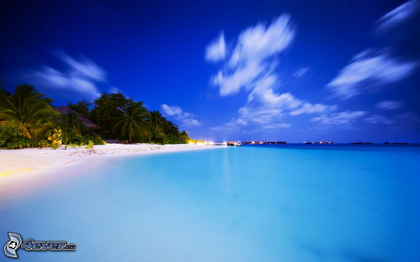 plaża na Malediwach, morze, niebo