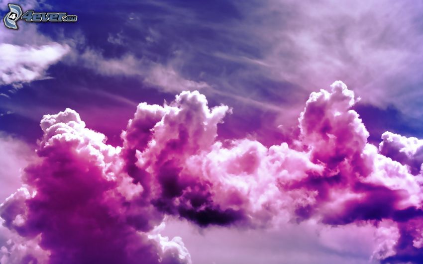 fioletowe niebo, chmury