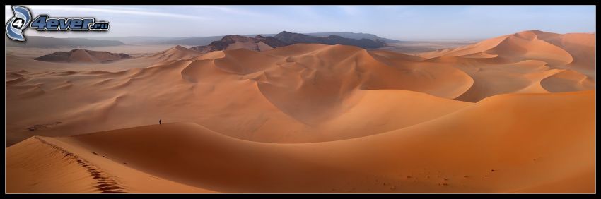 pustynia, wydmy, ślady stóp na piasku