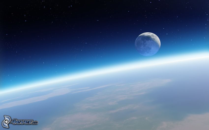 Księżyc, Ziemia, atmosfera