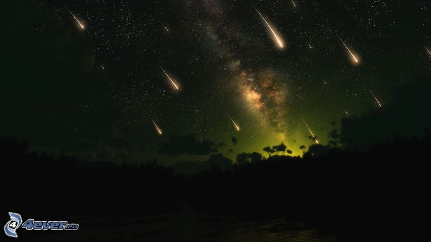 meteoryty, niebo w nocy